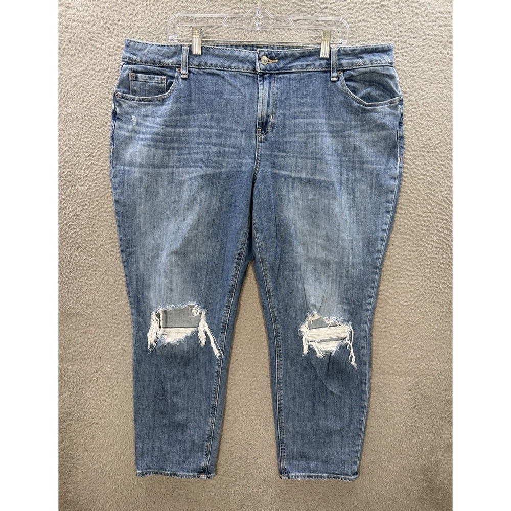 Old Navy Jeans Womens 20 Blue Mid‎ Rise Boyfriend Distressed Denim Preppy Casual